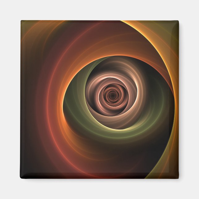 3D Spiral Abstract Warm Colors Modern Fractal Art Magnet (Front)