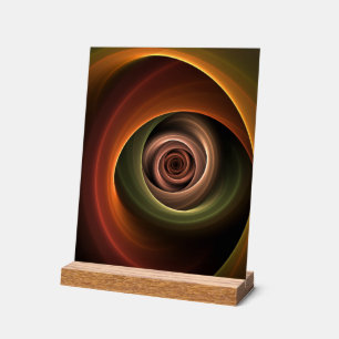 3D Spiral Abstract Warm Colours Modern Fractal Art Acrylic Sign
