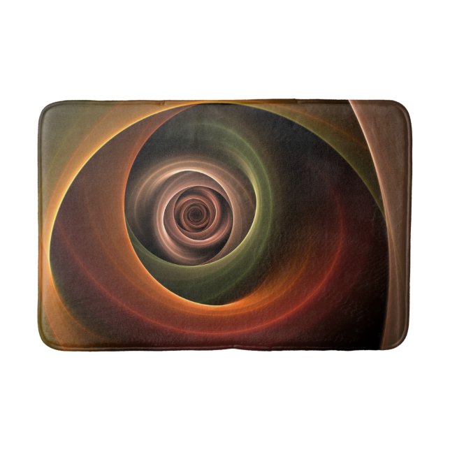 3D Spiral Abstract Warm Colours Modern Fractal Art Bath Mat (Front)