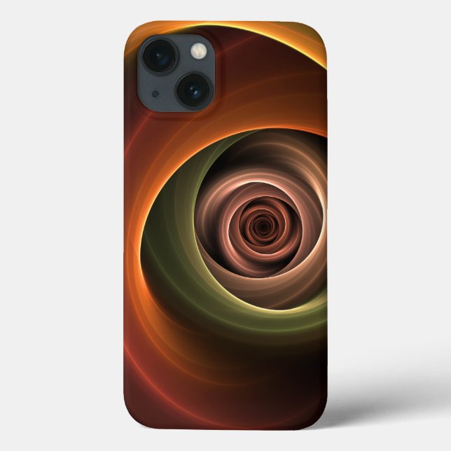 3D Spiral Abstract Warm Colours Modern Fractal Art Case-Mate iPhone Case (Back)