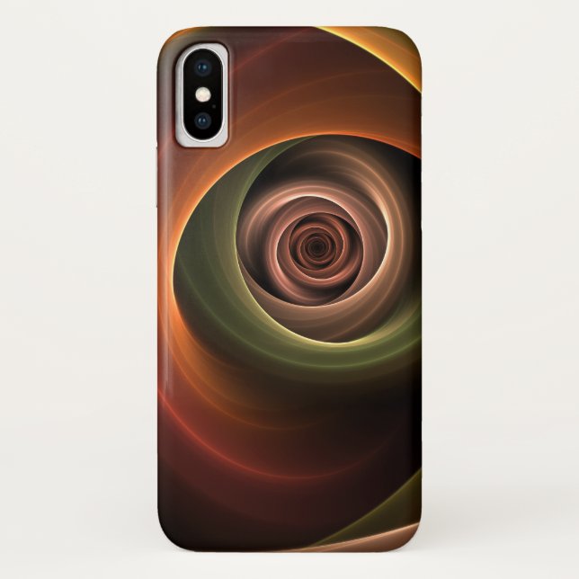3D Spiral Abstract Warm Colours Modern Fractal Art Case-Mate iPhone Case (Back)