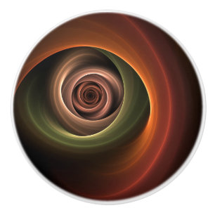 3D Spiral Abstract Warm Colours Modern Fractal Art Ceramic Knob
