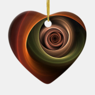 3D Spiral Abstract Warm Colours Modern Fractal Art Ceramic Ornament