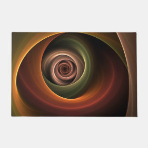 3D Spiral Abstract Warm Colours Modern Fractal Art Doormat