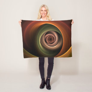 3D Spiral Abstract Warm Colours Modern Fractal Art Fleece Blanket