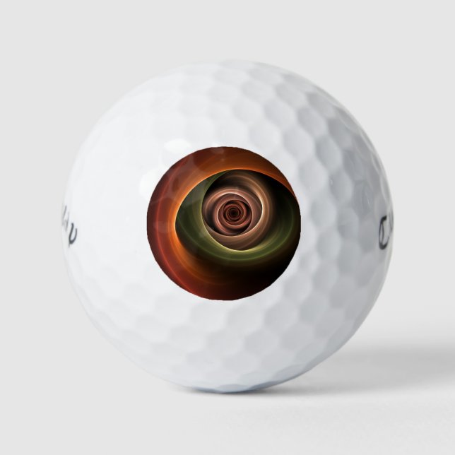 3D Spiral Abstract Warm Colours Modern Fractal Art Golf Balls (Front)