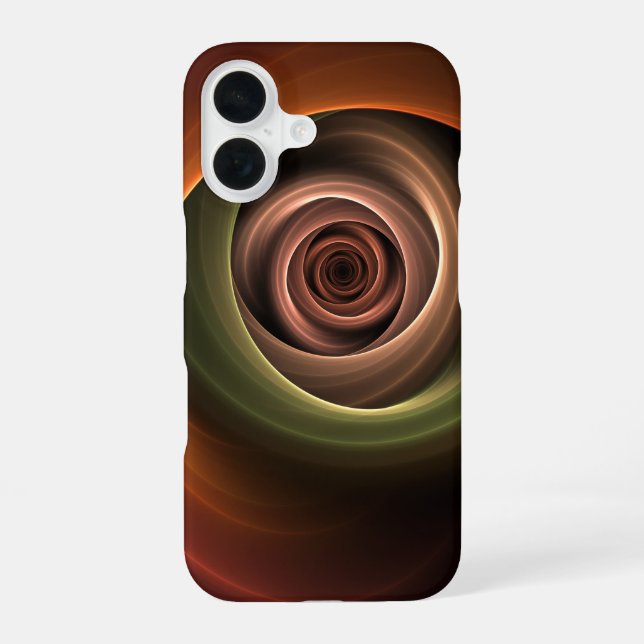 3D Spiral Abstract Warm Colours Modern Fractal Art iPhone 16 Case (Back)