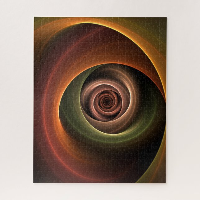 3D Spiral Abstract Warm Colours Modern Fractal Art Jigsaw Puzzle (Vertical)