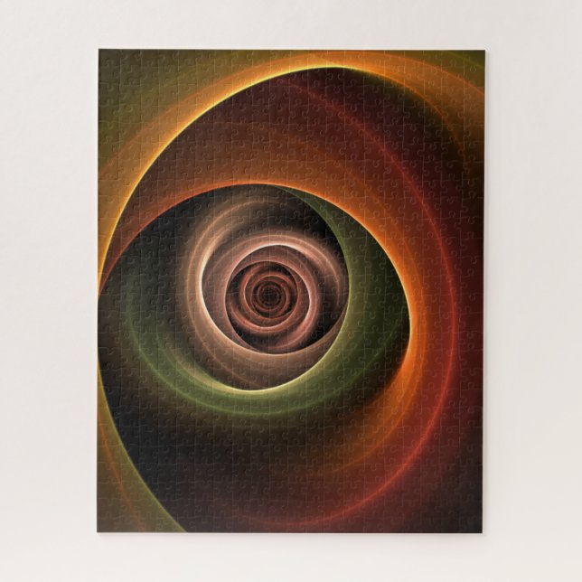 3D Spiral Abstract Warm Colours Modern Fractal Art Jigsaw Puzzle (Vertical)