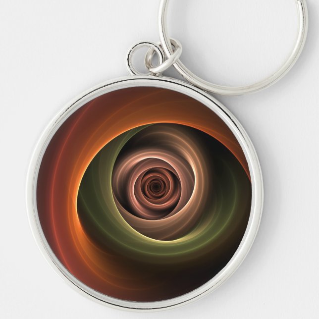 3D Spiral Abstract Warm Colours Modern Fractal Art Keychain (Front)