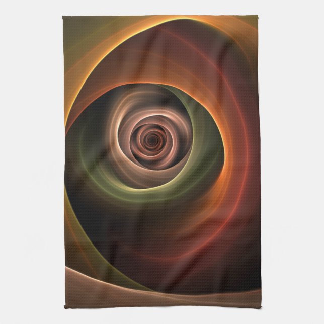 3D Spiral Abstract Warm Colours Modern Fractal Art Kitchen Towel (Vertical)