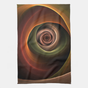 3D Spiral Abstract Warm Colours Modern Fractal Art Kitchen Towel