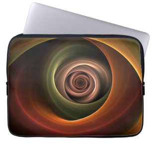 3D Spiral Abstract Warm Colours Modern Fractal Art Laptop Sleeve