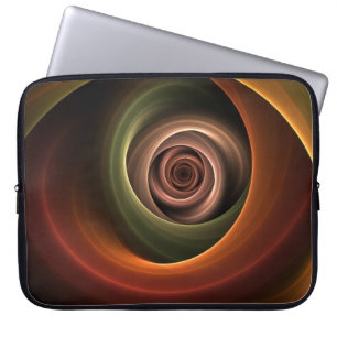 3D Spiral Abstract Warm Colours Modern Fractal Art Laptop Sleeve