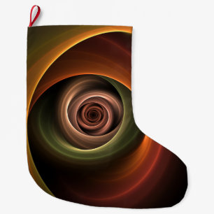 3D Spiral Abstract Warm Colours Modern Fractal Art Large Christmas Stocking