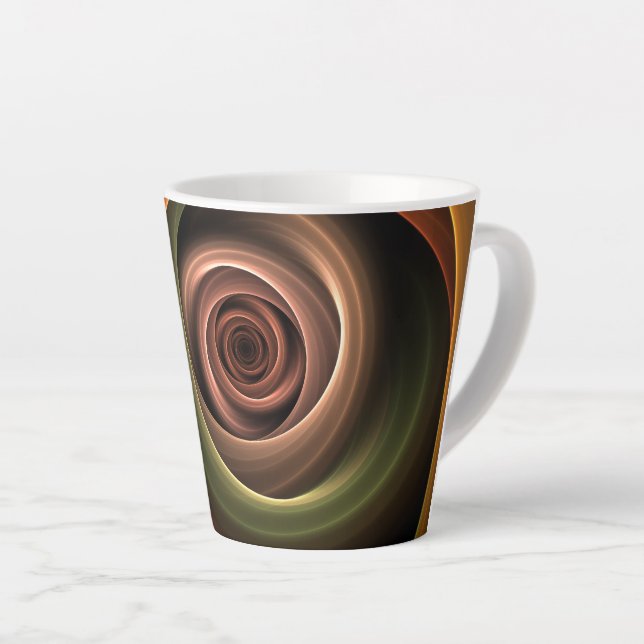 3D Spiral Abstract Warm Colours Modern Fractal Art Latte Mug (Right Angle)