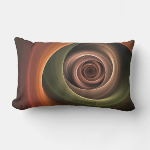 3D Spiral Abstract Warm Colours Modern Fractal Art Lumbar Pillow