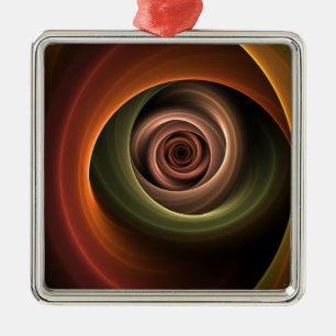 3D Spiral Abstract Warm Colours Modern Fractal Art Metal Ornament
