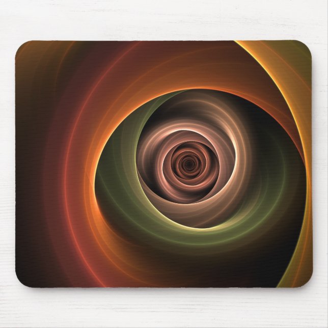 3D Spiral Abstract Warm Colours Modern Fractal Art Mouse Pad (Front)