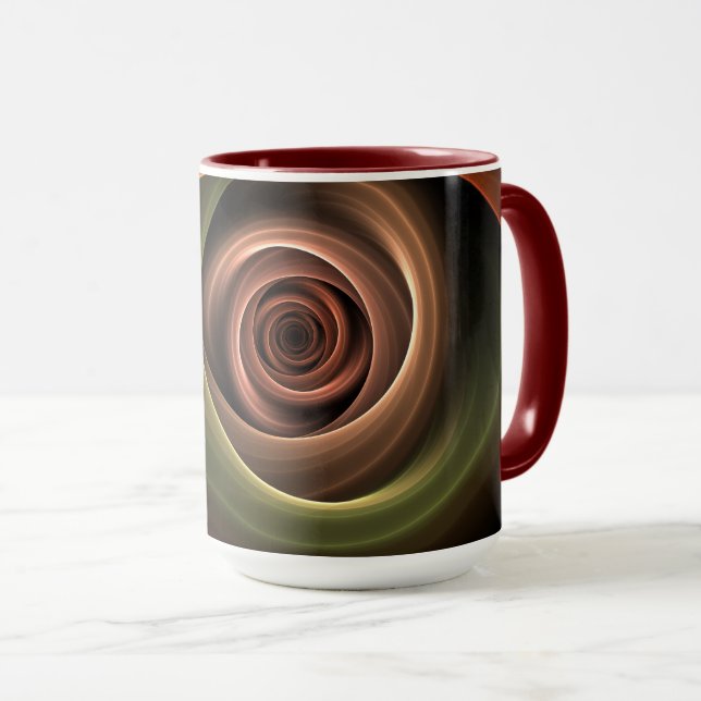 3D Spiral Abstract Warm Colours Modern Fractal Art Mug (Front Right)