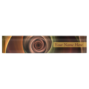 3D Spiral Abstract Warm Colours Modern Fractal Art Nameplate