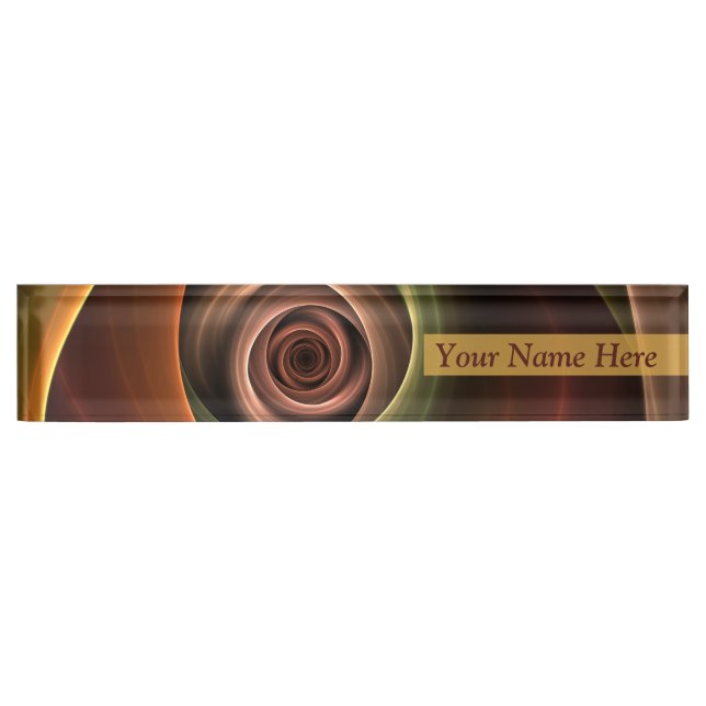3D Spiral Abstract Warm Colours Modern Fractal Art Nameplate (Front)
