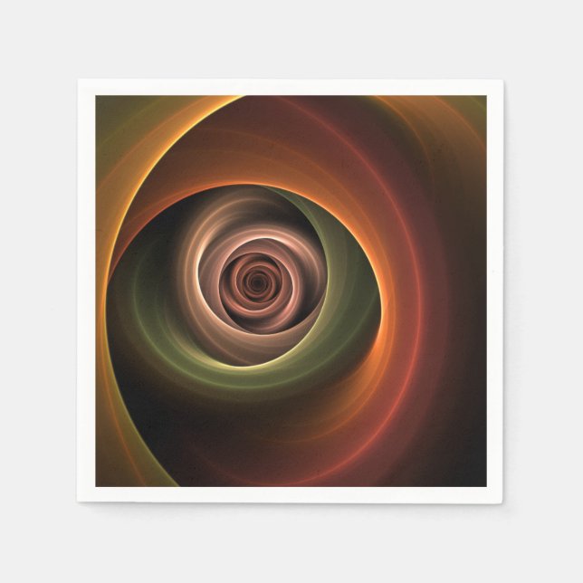 3D Spiral Abstract Warm Colours Modern Fractal Art Napkin (Front)