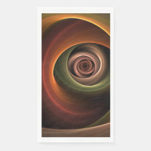 3D Spiral Abstract Warm Colours Modern Fractal Art Napkin