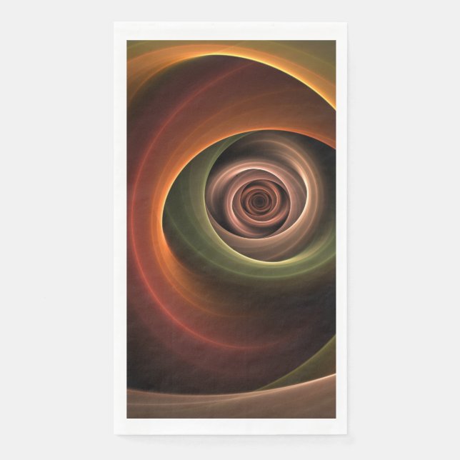 3D Spiral Abstract Warm Colours Modern Fractal Art Napkin (Front)