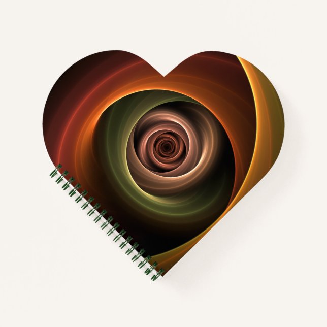 3D Spiral Abstract Warm Colours Modern Fractal Art Notebook (Front)