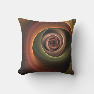3D Spiral Abstract Warm Colours Modern Fractal Art Outdoor Pillow