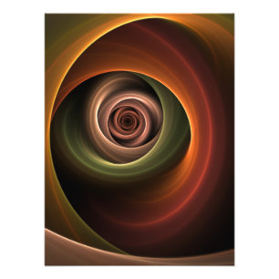 3D Spiral Abstract Warm Colours Modern Fractal Art Photo Print