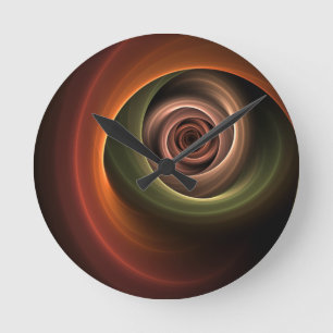 3D Spiral Abstract Warm Colours Modern Fractal Art Round Clock