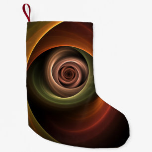 3D Spiral Abstract Warm Colours Modern Fractal Art Small Christmas Stocking
