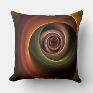 3D Spiral Abstract Warm Colours Modern Fractal Art Throw Pillow