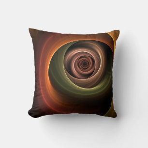 3D Spiral Abstract Warm Colours Modern Fractal Art Throw Pillow