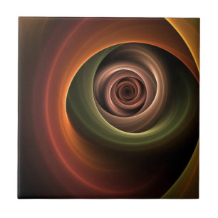 3D Spiral Abstract Warm Colours Modern Fractal Art Tile