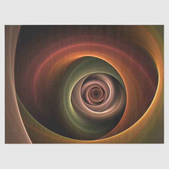 3D Spiral Abstract Warm Colours Modern Fractal Art Tissue Paper (Front)