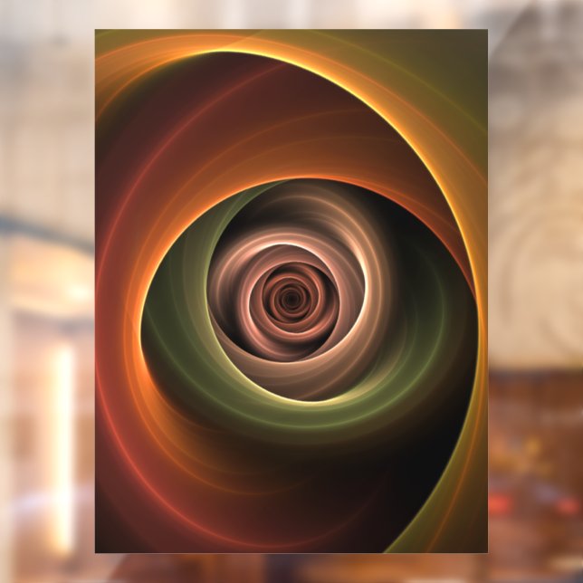 3D Spiral Abstract Warm Colours Modern Fractal Art Window Cling (Sheet 2)