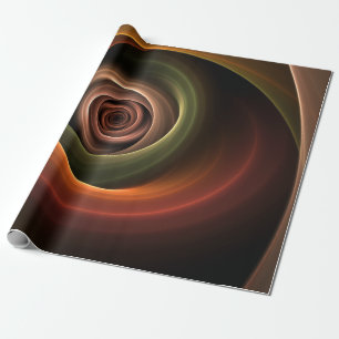 3D Spiral Abstract Warm Colours Modern Fractal Art Wrapping Paper