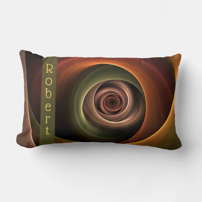3D Spiral Abstract Warm Colours Modern Fractal Nam Lumbar Pillow (Front)