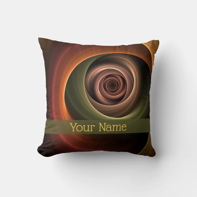 3D Spiral Abstract Warm Colours Modern Fractal Nam Throw Pillow (Front)