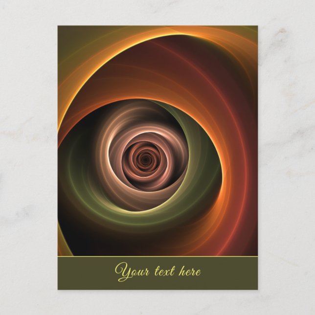 3D Spiral Abstract Warm Colours Modern Fractal Tex Holiday Postcard (Front)