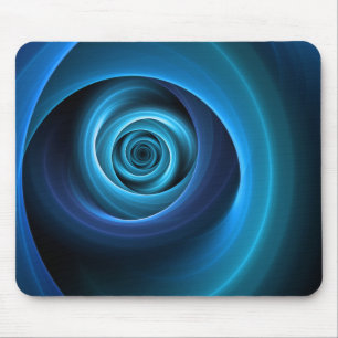3D Spiral Blue Colors Modern Abstract Fractal Art Mouse Pad
