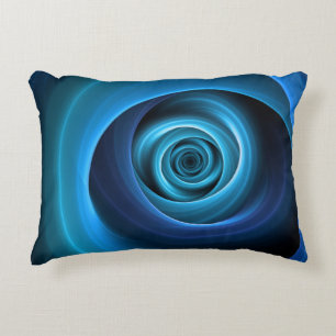 3D Spiral Blue Colours Modern Abstract Fractal Art Accent Pillow