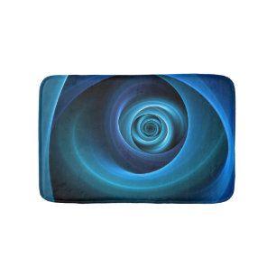 3D Spiral Blue Colours Modern Abstract Fractal Art Bath Mat
