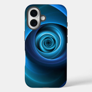 3D Spiral Blue Colours Modern Abstract Fractal Art iPhone 16 Case