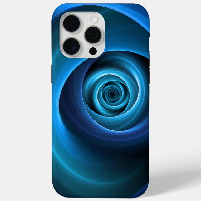 3D Spiral Blue Colours Modern Abstract Fractal Art Case-Mate iPhone Case (Back)