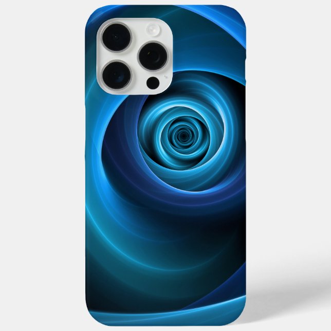 3D Spiral Blue Colours Modern Abstract Fractal Art Case-Mate iPhone Case (Back)