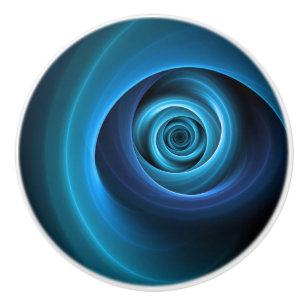 3D Spiral Blue Colours Modern Abstract Fractal Art Ceramic Knob